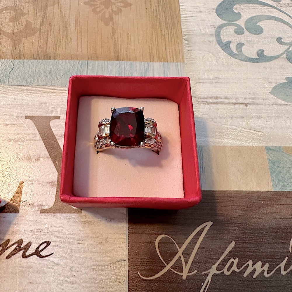 Ruby Cocktail Ring (Lab Created Stone) 18k Gold O… - image 5